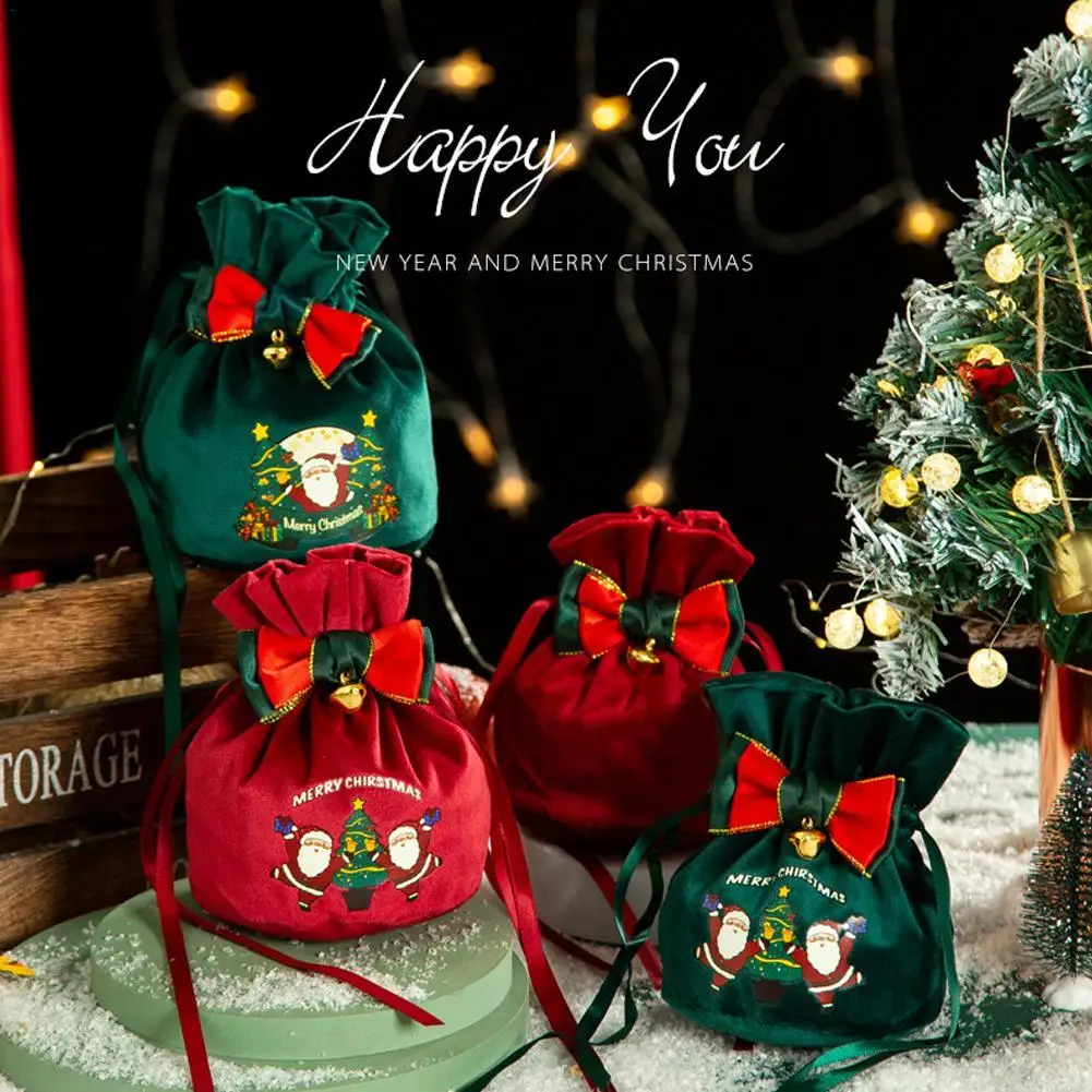 

Creative Christmas Gift Bag Christmas Candy Apple Velvet Bag Xmas Eve Gift Packaging Pocket for Children Navidad New Year 2024