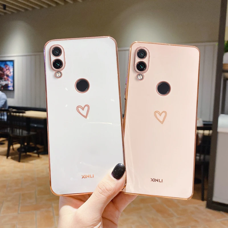 Чехол для телефона с квадратным покрытием и сердечками для Xiaomi Redmi Note 7 Pro Note7 Redminote7 Xiomi Note 7, силиконовые чехлы, Coque Cover