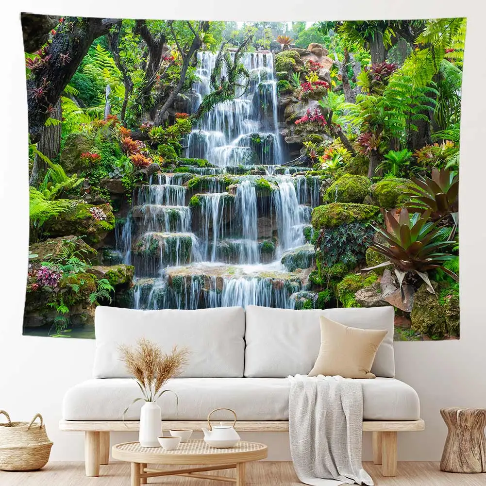 

Forest Stream Tapestry Wall Hanging Sandy Beach Picnic Rug Camping Tent Sleeping Pad Home Decor Bedspread Sheet Wall Cloth