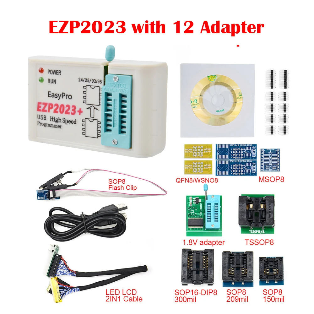 Фото EZP2023 Высокоскоростной USB-программатор SPI с поддержкой адаптера 24 25 93 95 EEPROM Flash Bios для Windows 2000 XP Vista 7 8 10 №2