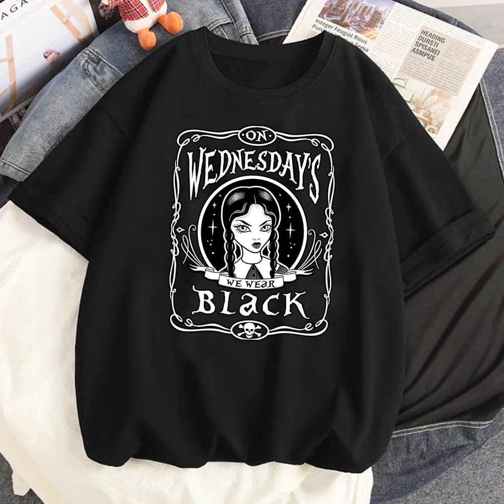 

Wednesday Addams Tee women manga graphic streetwear tshirt girl graphic Japanese clothes