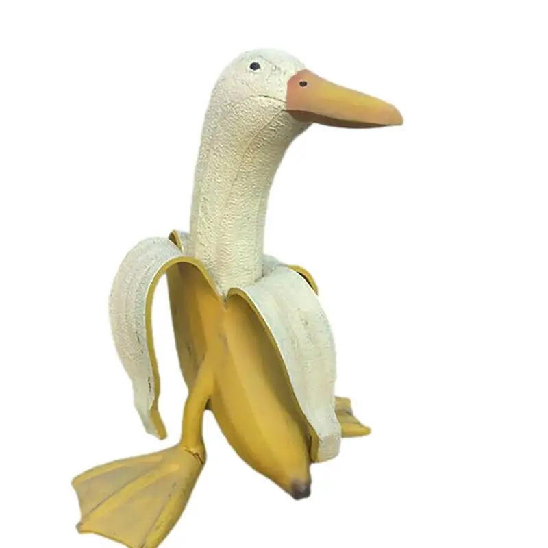 

Creative Banana Duck Statue Cute Peeled Banana Duck Figurines Ornaments Garden Decorations Resin Desktop Ornaments