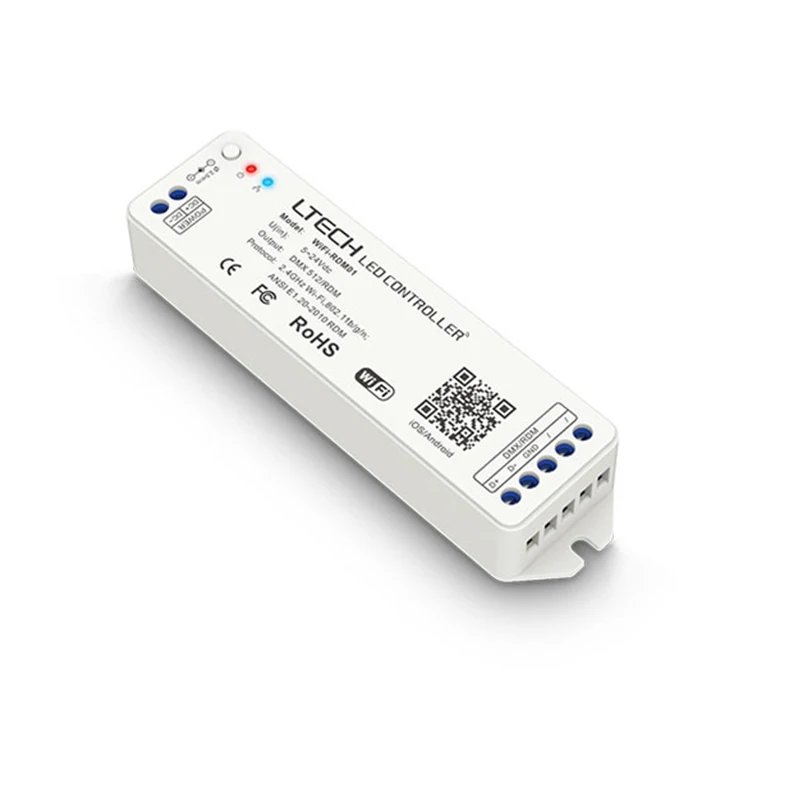 Фото LTECH Новый светодиодный контроллер Wi-Fi Интерфейс приложения для мобильного телефона Работает декодер RDM WIFI-RDM01 Редактор Wi-Fi DMX №1