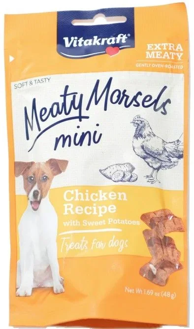 

Vitakraft Meaty Morsels Mini Chicken Recipe with Sweet Potato Dog Treat -1.69oz