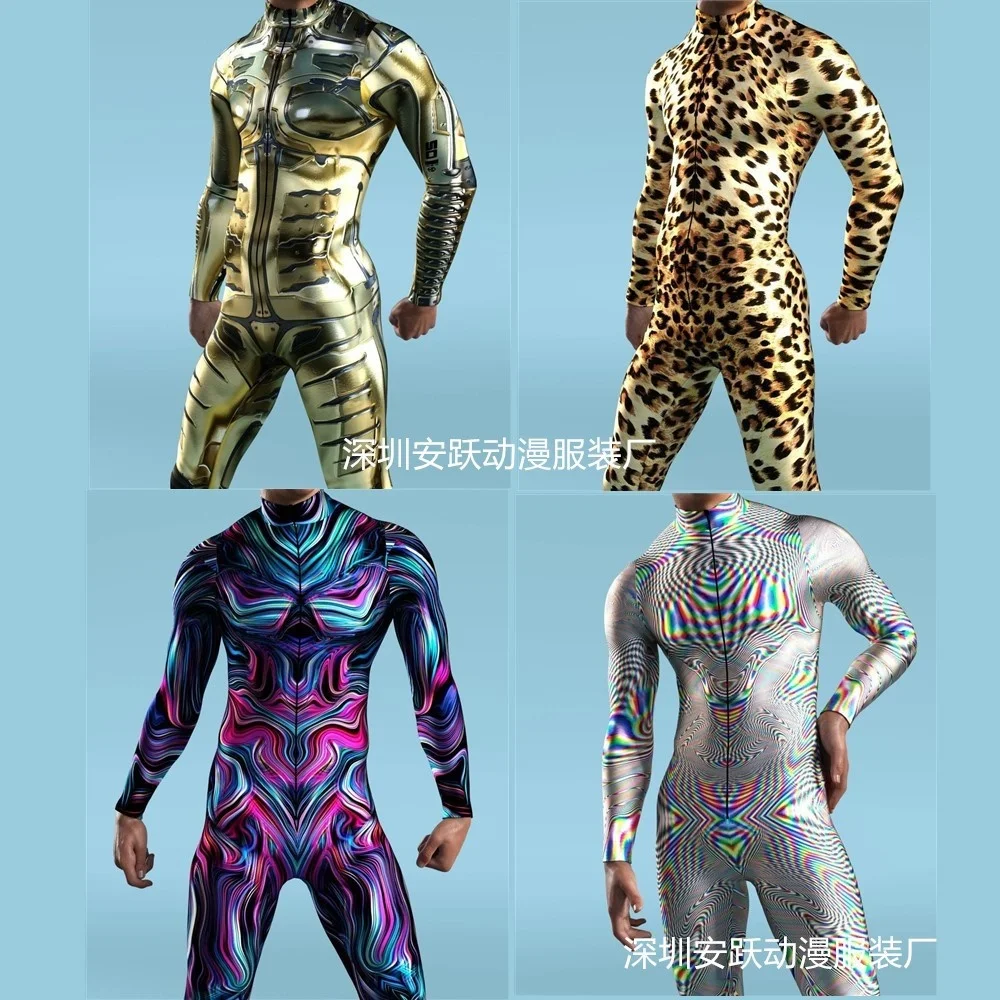 

Костюм для косплея с 3D принтом для мужчин и детей, многоцветное боди на молнии спереди, смешные костюмы на Хэллоуин, костюмы для карнавала, праздничный наряд