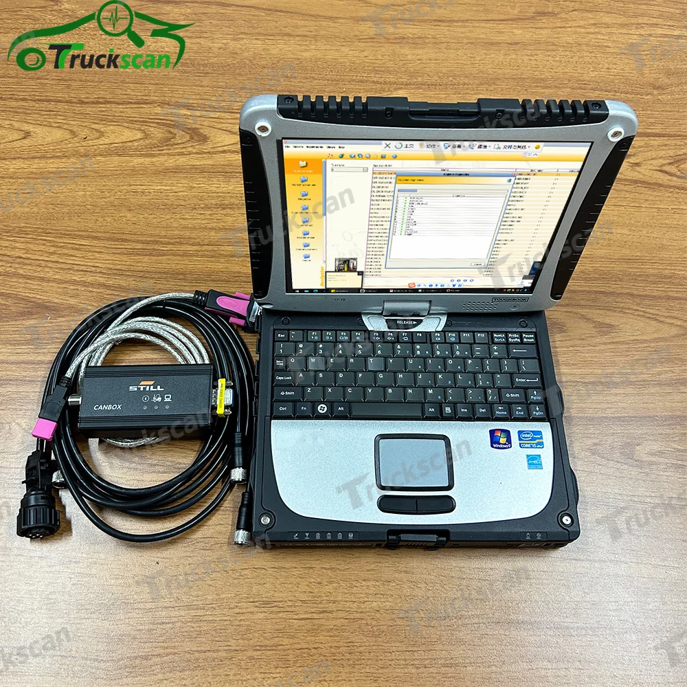 

Готовый к использованию ноутбук CF19 + диагностический комплект вилочного погрузчика для все еще canbox 50983605400 OEM диагностический кабель вилочного погрузчика до сих пор Incado Box