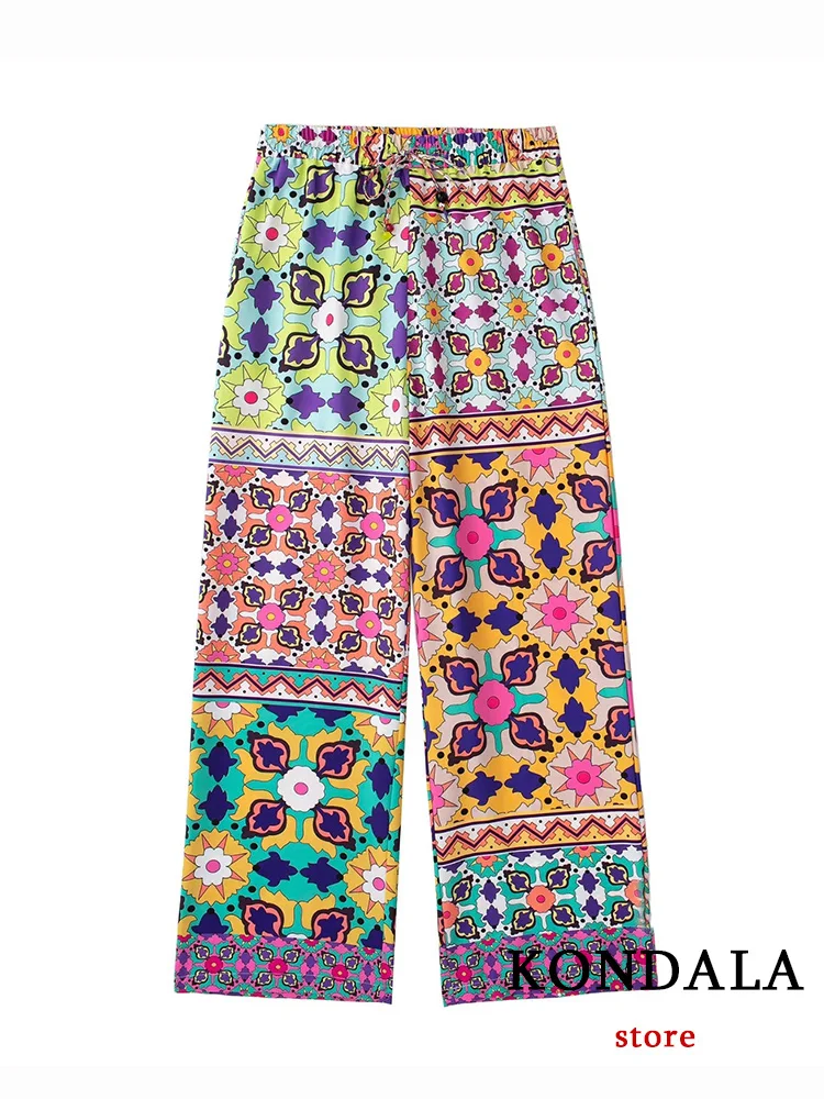 

Женские широкие брюки в стиле пэчворк с цветочным принтом, винтажная одежда, брюки Y2K, мода 2023, праздничные прямые брюки