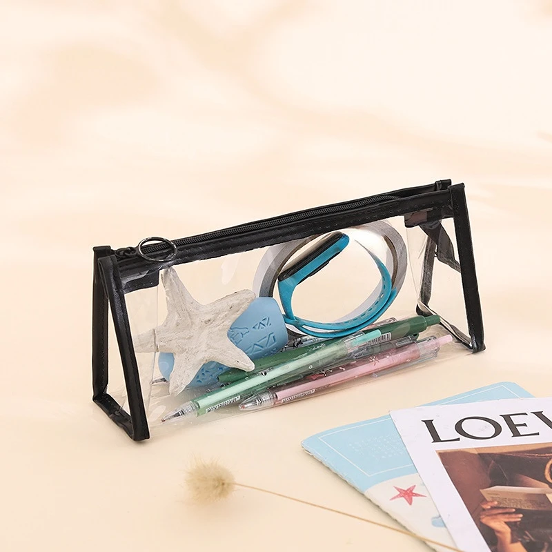 

Black Transparent Pencil Bag Large Capacity School Case Storage Bag School Supplies Zipper Pencil Pouch Women Cosmetic Bag
