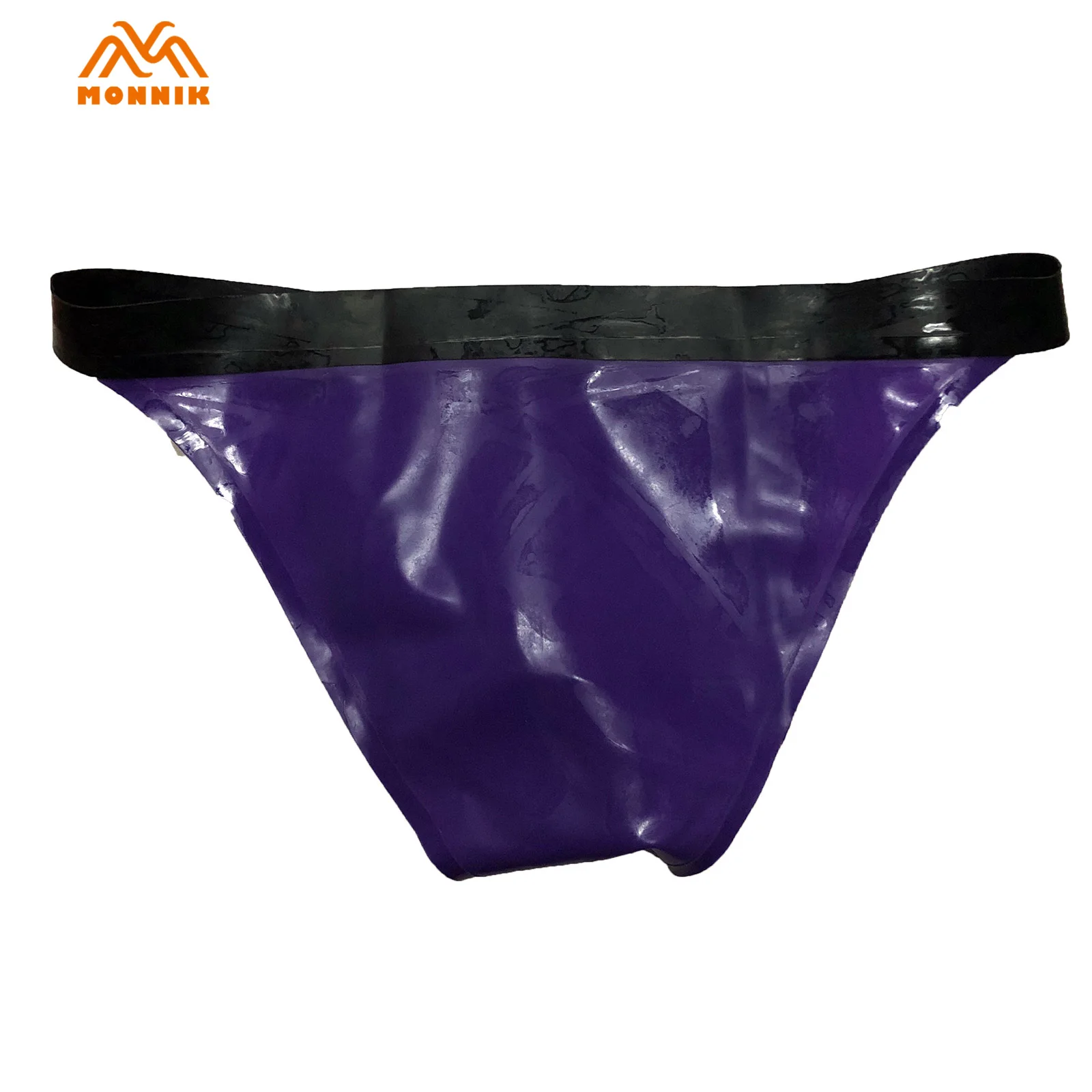 Мужские трусы MONNIK из латекса, фиолетовые и черные, резиновые стринги-шорты, трусики белья, плотные трусы для вечеринок, клубной одежды, боди.