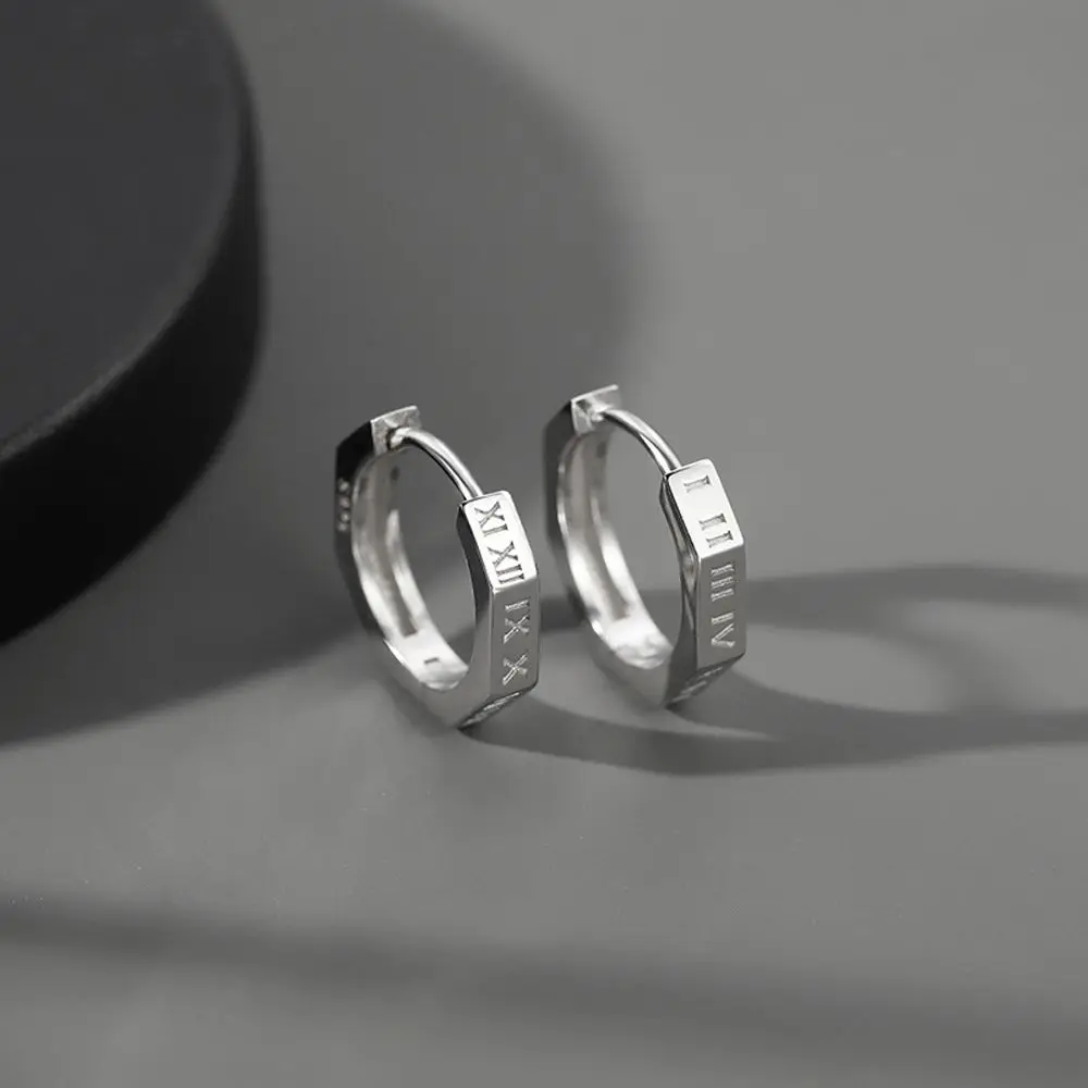 

Korean Style Ear Hoops Punk Handsome Personality Silver Mini Cool Letter Man Earrings Fashion Jewelry