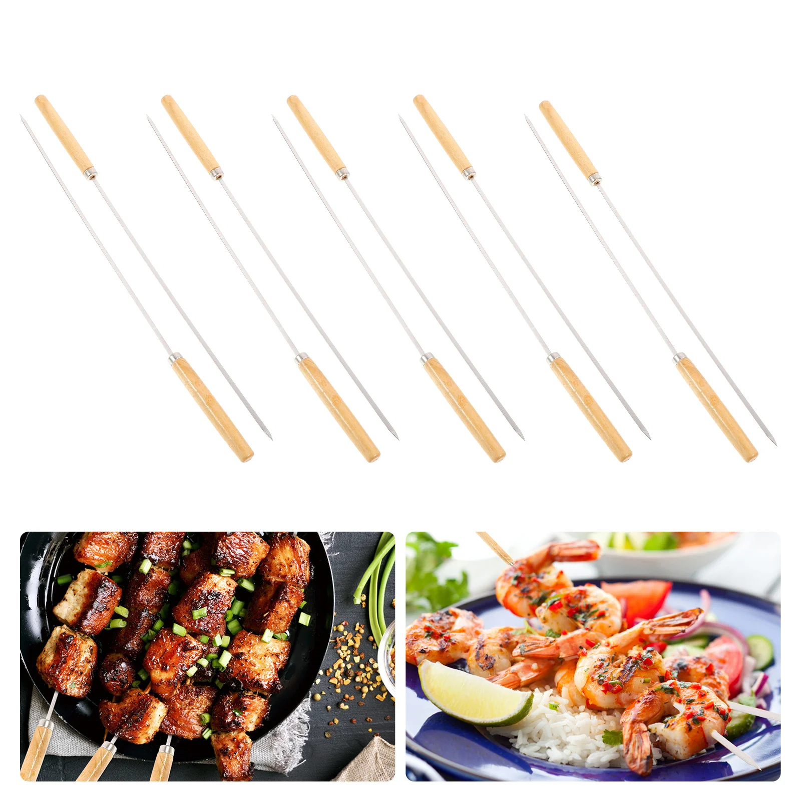 

Skewers Sticks Meat Kabob Metal Forks Stick Fork Barbeque Lacers Carving Shrimp Reusable Turkey Vegetable Grill Grilling