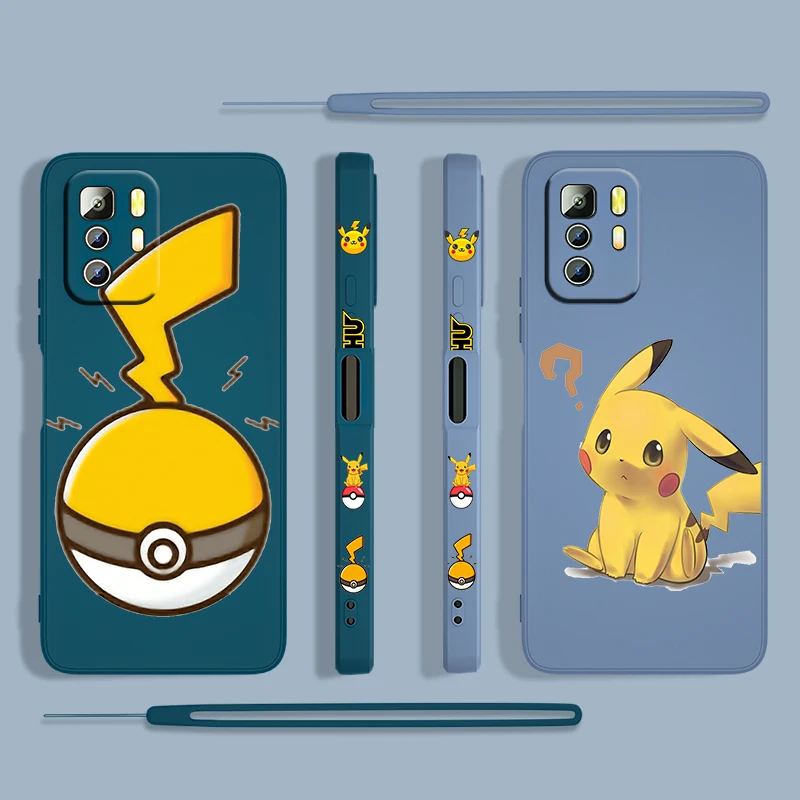 

Pikachu Lovely Anime For Xiaomi Redmi Note 11 11S 10 10S 9 9S 9T 8 8T 7 5 Pro 4G 5G Liquid Left Rope Silicone Phone Case Fundas