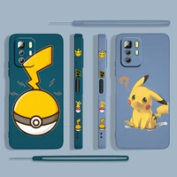 pikachu lovely anime for xiaomi redmi note 11 11s 10 10s 9 9s 9t 8 8t 7 5 pro 4g 5g liquid left rope silicone phone case fundas