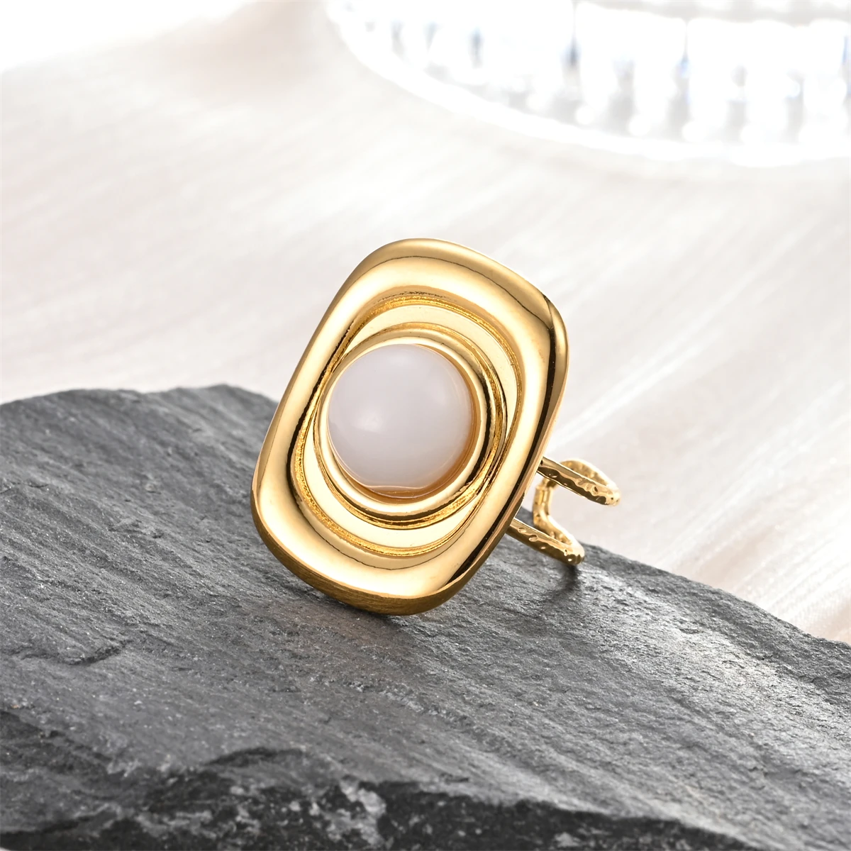 Новые Ретро Кольца из натурального камня Женские Геометрические открытые