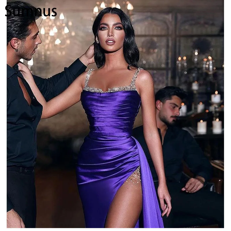 

Платье-Русалка для выпускного вечера Sumnus, винтажное красное вечернее платье на тонких бретелях с Боковым Разрезом в стиле Саудовской Аравии, 2022