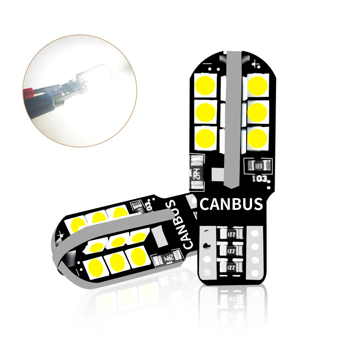 

Ультраяркая Светодиодная Лампа T10 W5W WY5W 168 192 194 3030 24SMD С Углом Освещения 360 Градусов Для Автомобиля
