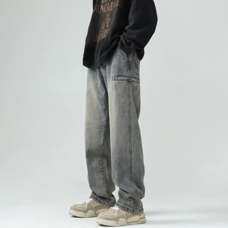 Baggy Jeans Men Fashion Casual Retro Cargo Jeans Men Japanese Streetwear Hip Hop Loose Straight Denim Pants Mens Trousers M-2XL