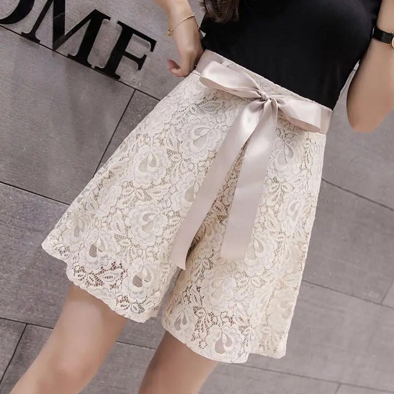 Shorts Women Summer Lace Shorts Women's 2023 Summer Korean Wide-leg Pants A-line Hakama Casual Pants Pantalones Cortos De Mujer