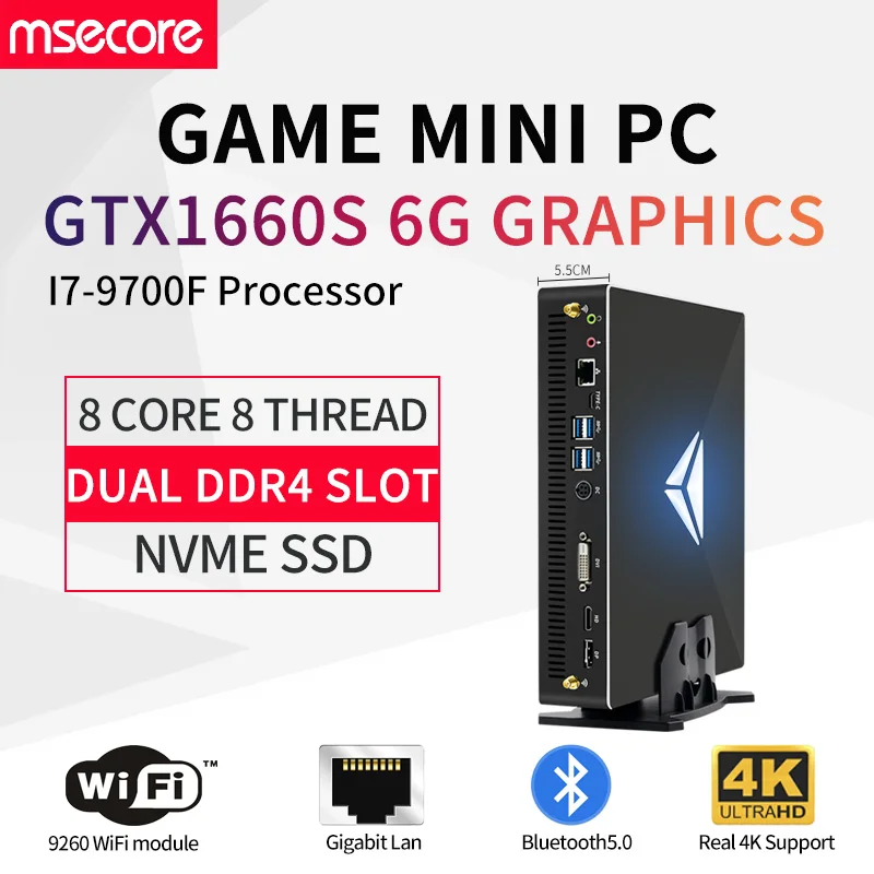 MSECORE MV200 intel core i7-9700F GTX1660S 6G выделенная карта DDR4 игровой мини-ПК Windows 10 Настольный