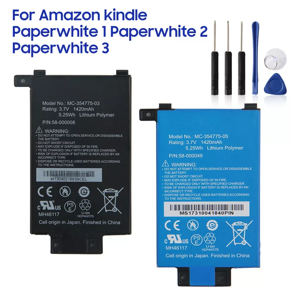 

Original Replacement Battery For Amazon Paperwhite 2 3 1 MC-354775-05 MC-354775-03 Genuine Battery 1420mAh
