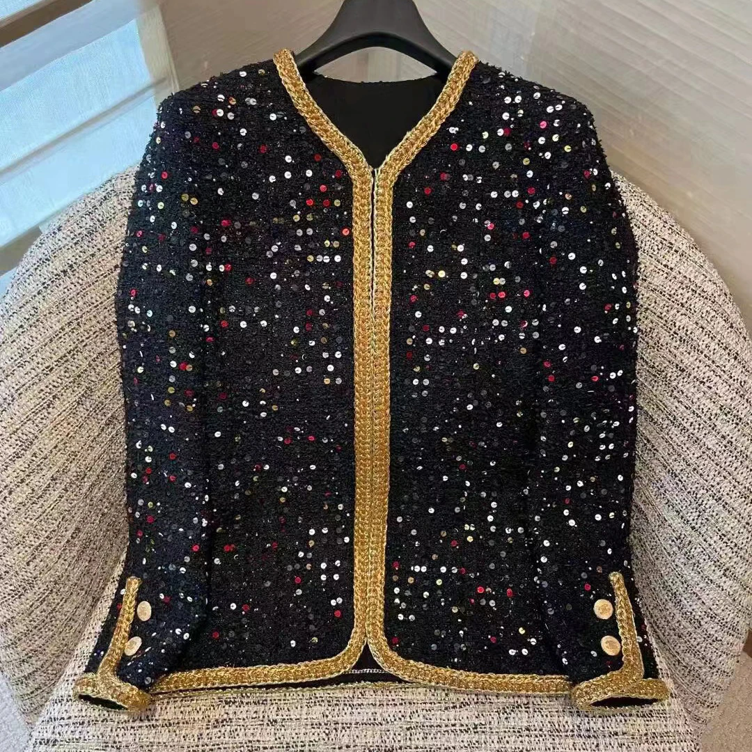 

EDGO Ladies Sequined Wool Knit Sweater Cardigan Jacket #edgo54168