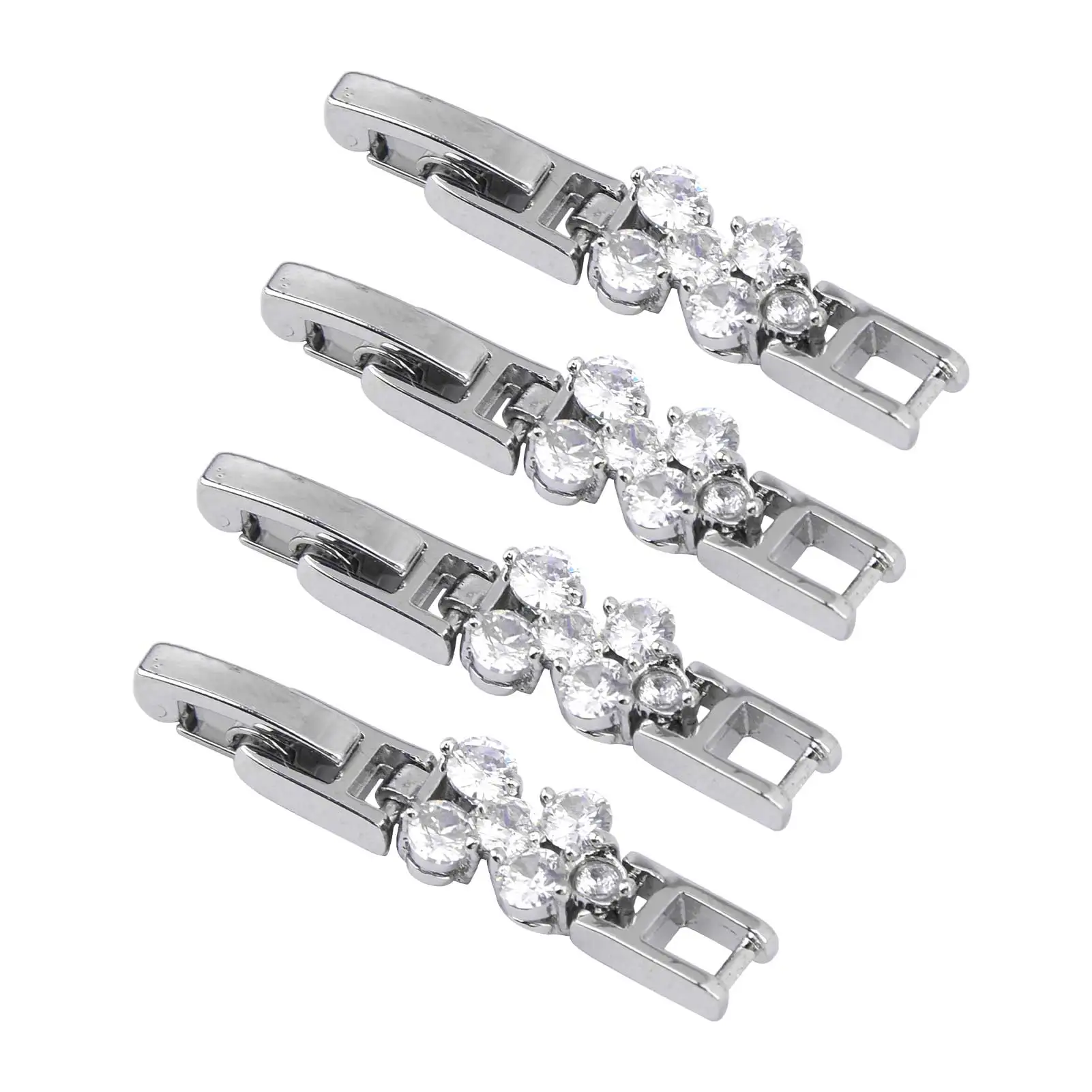 

4pcs Copper Foldover Jewelry Making Elegant Shiny Zircon Necklace DIY Clasp For Women Accessories Polished Bracelet Extender