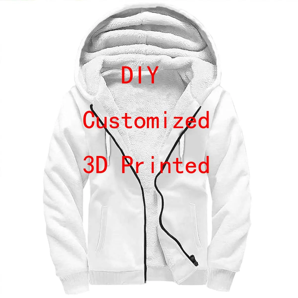 Plstar Cosmos Drop Shipping VIP Link Tops DIY 3D Printed Sherpa Fleece Winter Unisex Winter Warm Double Plus velvet Zip Hoodies