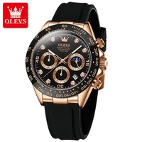 olevs watches mens top brand luxury casual silicone 24hour moon phase men watch sport waterproof quartz chronograph wristwatches