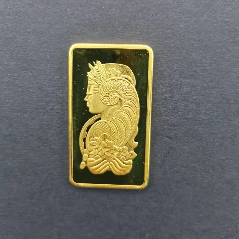 24K Swiss Goddess of Wealth Gold Bar Commemorative Coin Gold Coin Crafts Collection Gold Plated Bar
