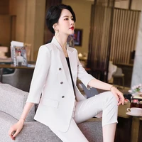 korean spring suit large size office women business white collar formal professional dress work clothes light blue suit pants