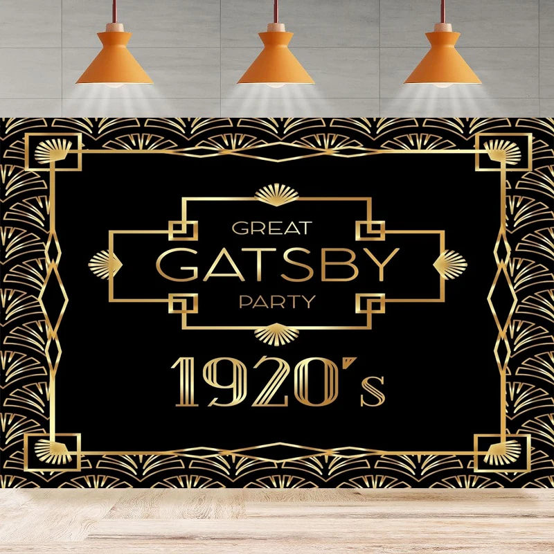 Фон для фотографий Gatsby фотография искусственная кожа черный золотой узор ретро