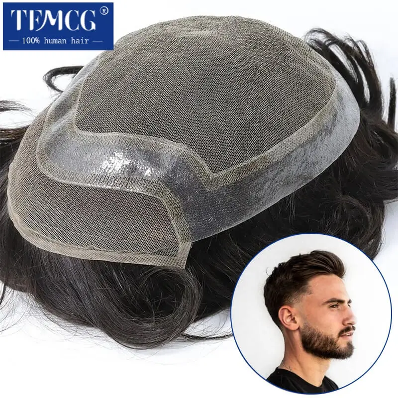 Hollywood Toupee Men Wig Breathable Wigs For Men 100% Natural Human Hair Male Hair Prosthesis Exhuast Systems Free shipping