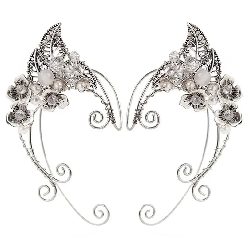 

Ear Clip Earrings Wrap Butterflies Nocuffs Wing Elf Cuff Wedding Filigree Fairy Crystal Jewelryzircon Elves