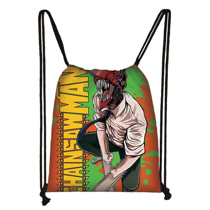

The new animation chainsaw man cartoon printing tutoring bag storage bag canvas outdoor picnic beam mouth shoulder bag handbag