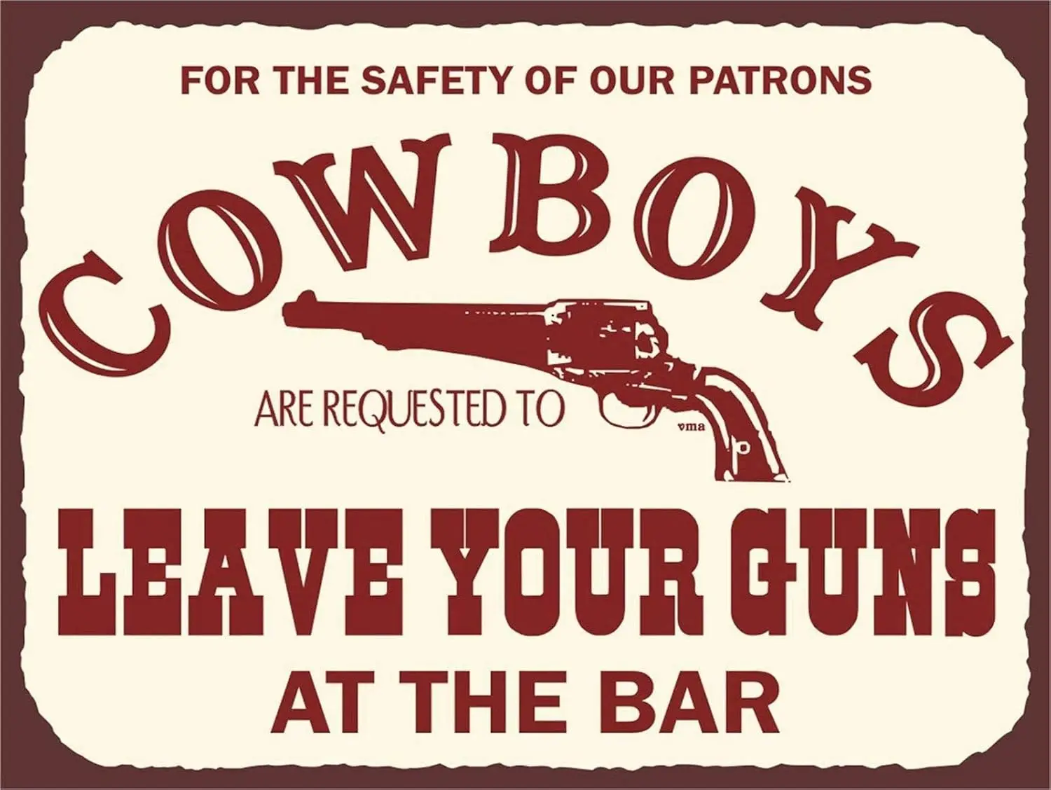 Ретро Tn Sgns Cowboy Leve Your Gun t The Br Плакат Metl Plte Wll Decor Home Pub Vntge Cfe 8x12 nch