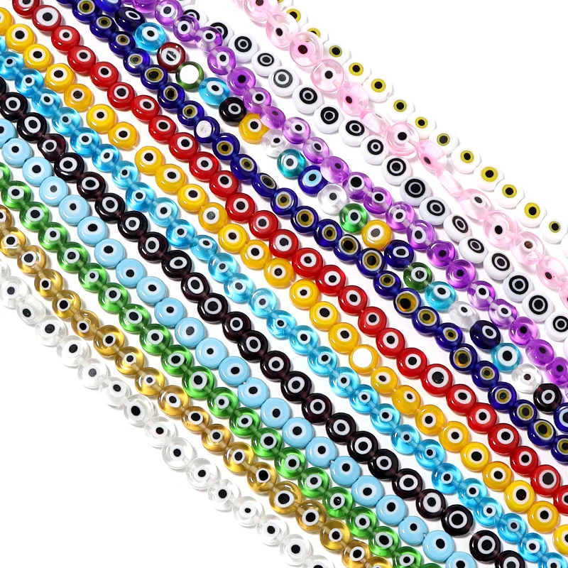 

Apx 35-90pcs/Lot 4 6 8 10mm Flat Round Murano Lampwork Beads for Jewelry Making Evil Eye Bead DIY Bracelet Necklace Accessories