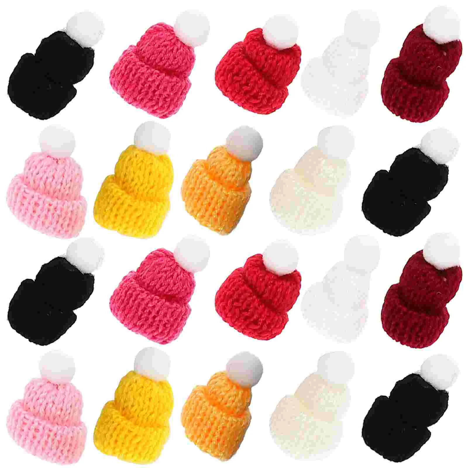 

50 Pcs Mini Beanie Knitting Hats Xmas Tiny Hand Decor Christmas Small Woven Gnome Crafts Polyester Dolls