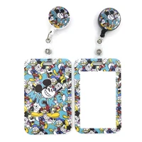 mickey mouse characters cute credit card cover lanyard bags badge reel student nurse exhibition name badge kids key ring