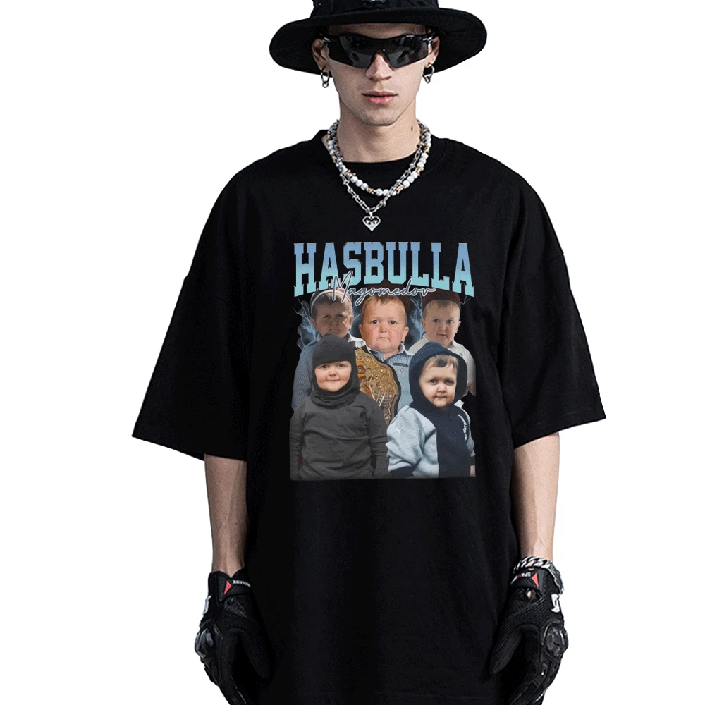 

Classic Hasbulla Fighting Meme T Shirt Mini Khabib Blogger Tops Hip Hop Funny Graphic T Shirts Summer 100% Cotton Tees Clothing