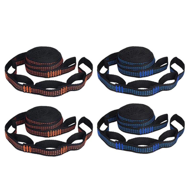 

4 шт. 5-кольцевые подшипники для гамака с высокой нагрузкой, усиленные полиэстерные ремни для дома и улицы, гамак, 2 оранжевых и 2 синих ремня