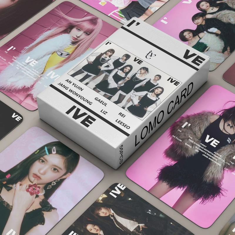 

55PCS/Set Mix Kpop IVE Straykids Lomo Cards Seventeen Photocards Korea Idol New Album Photo Print Card Set Fans Collection Gift