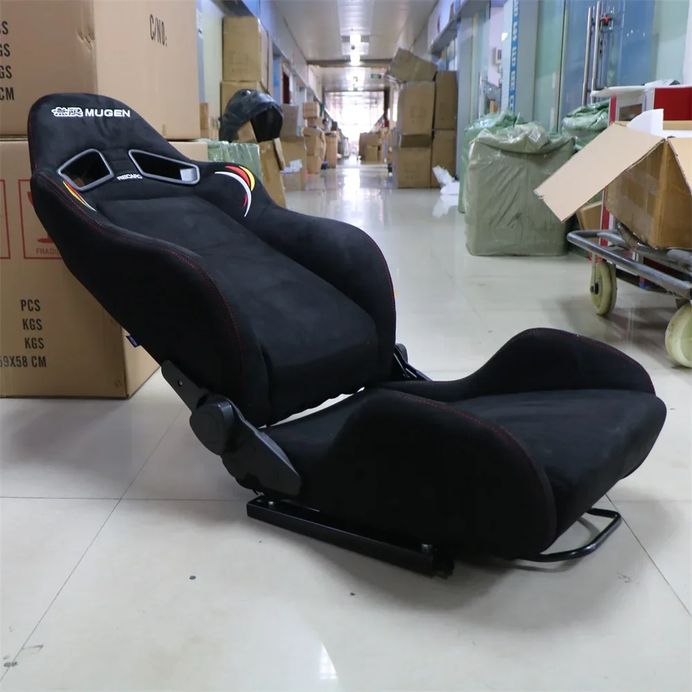 Ковшовое сиденье MUGEN наклонное черное замша матовый материал регулировка