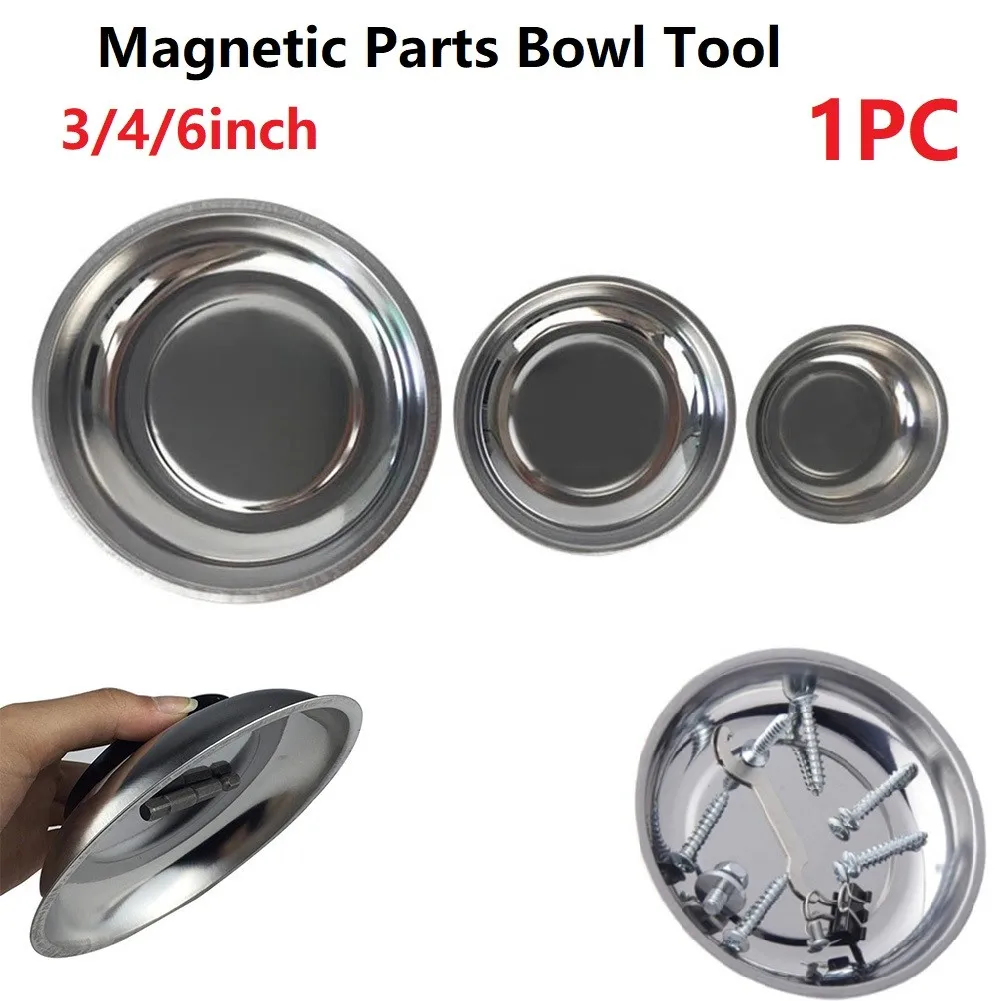

Circle Stainless Steel Magnetic Parts Bowl Tool Tray Nuts Bolts Screws Part E Silver Tray Magnetic Parts Plate/3"/4"/6"