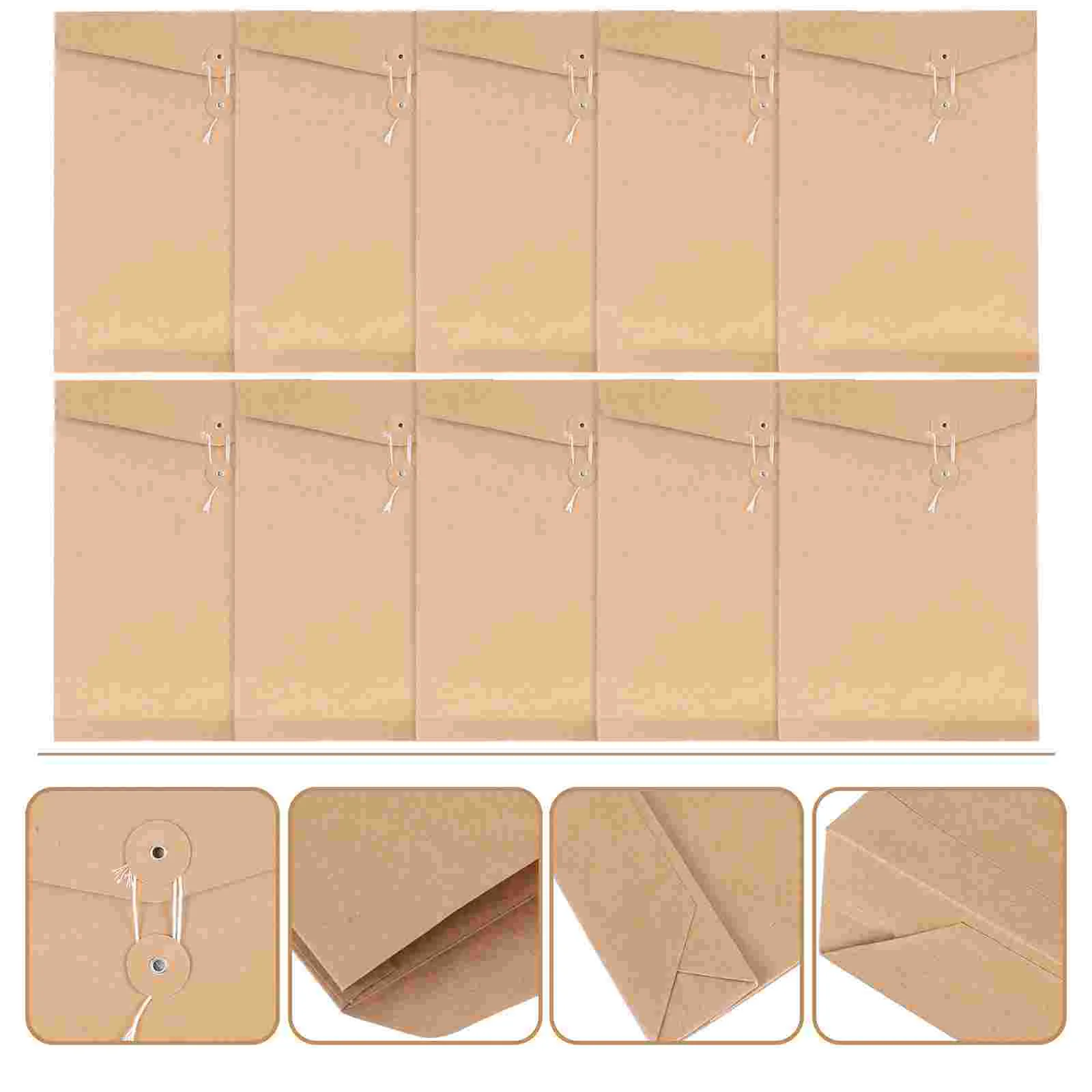 

10 Pcs Kraft Paper Portfolio Envelope Document Pouch A4 Plastic Holder File Organizer Envelopes Office Supplies Record