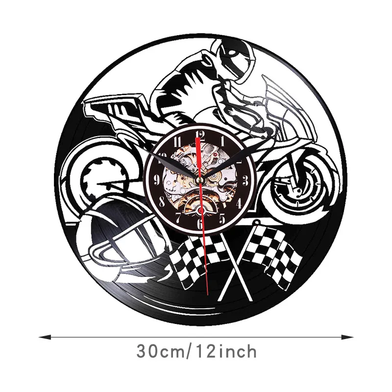 Настенные часы с виниловой пластиной для мотогонок ностальгические ретро-часы
