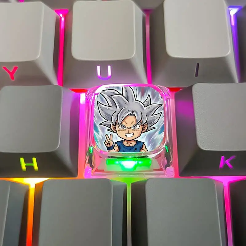 Фото Новые кейкапы Dragon Ball для механической клавиатуры: прозрачные, креативные, с мультяшным рисунком, для самостоятельной сборки, яркие, индивидуальные №3