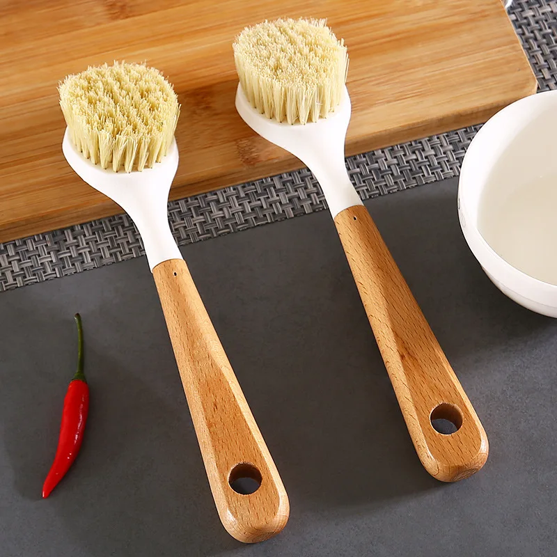 

Sisal wood handle washing pot brush multi-function long handle kitchen cleaning pot brush non-stick oil pot brush pot brush