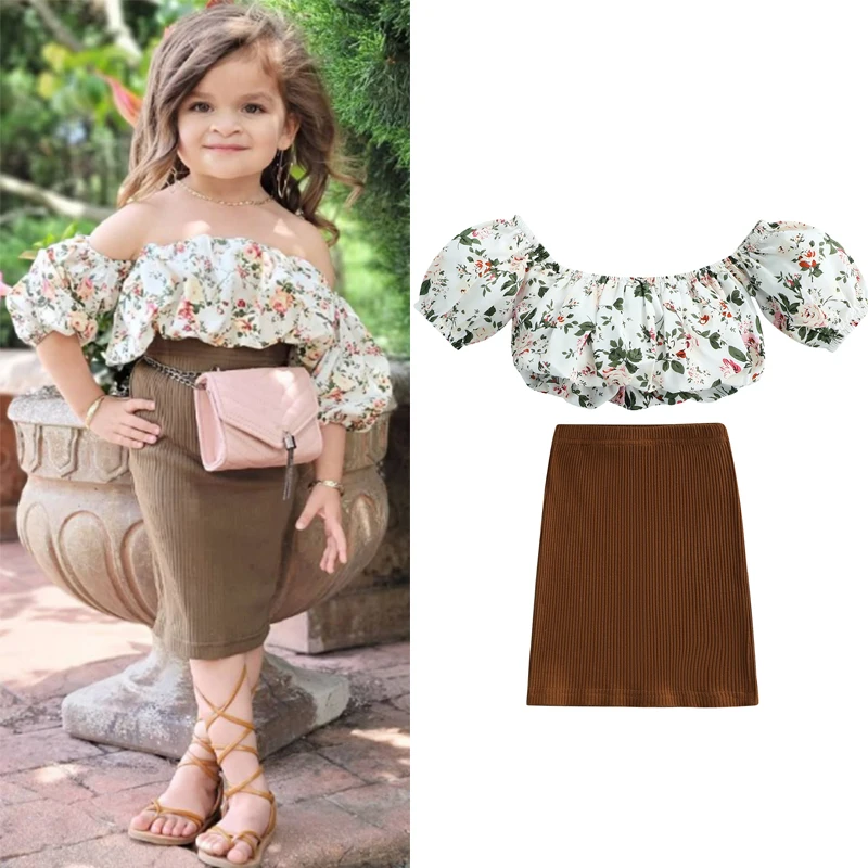 FOCUSNORM Женская Летняя мода для детей девочек 2 шт. комплекты одежды с открытыми