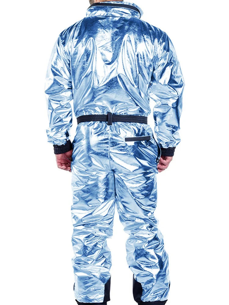 Mandylandy Men's Fashion Winter Warm Zipper Jumpsuit Casual Thick Cotton Ski Suit Snowsuit Outerwear Outdoor Sports Onesies