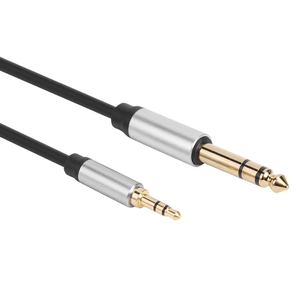 

Black 3.5mm Male to 6.35mm Male Stereo Hifi Mic Audio Extension Cable Wire Cord Good Performance and Stable Transmission